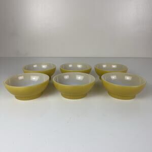 Vintage Anchor Hocking FIRE KING Yellow Milk Glass Soup or Cereal Bowl Lot Of 6